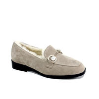 Ladies Women Flat Slip On Buckle Loafers Shoes Fur Slippers For Women