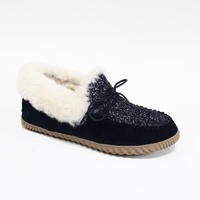 Durable Comfortable Warm Fur Loafers Shoes With Bow Comfy Slippers ladies fur slides