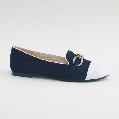 Lady Flat Mocassin Loafer Shoes With Silver Buckle