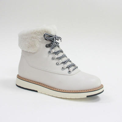 Women Lace Up Winter Warm Genuine Leather Walking Shoes