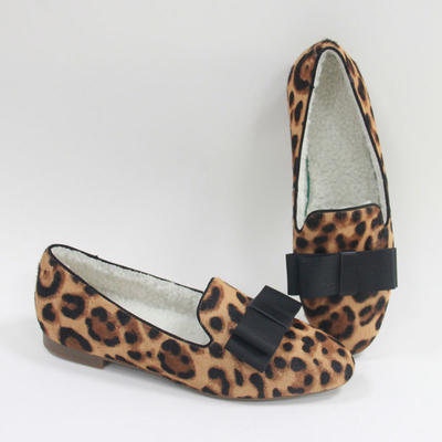 Made In China Leopard Print Wool Flats For Women